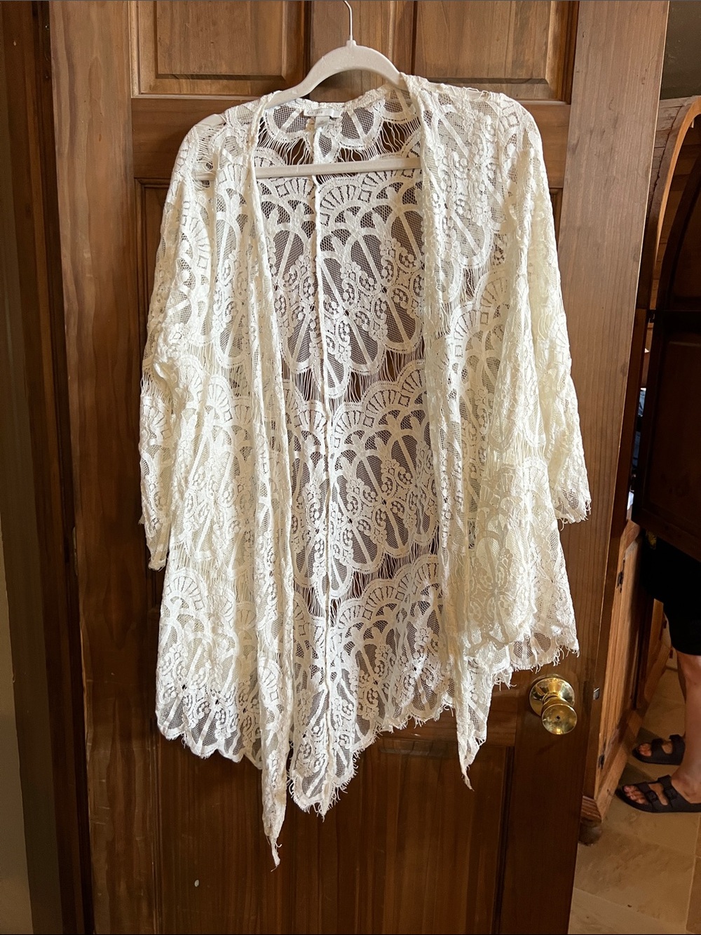 Cato Cream Crochet Lace Kimono Cardigan